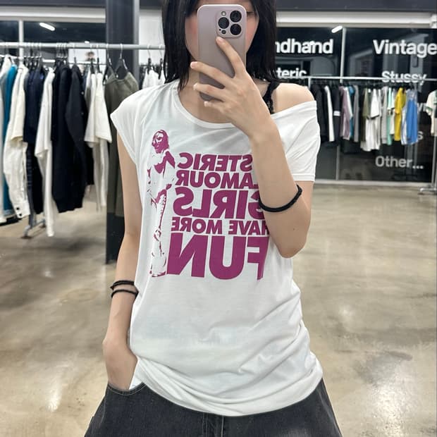 Hysteric Glamour 핑크 그래픽 흰색 T-Shirt