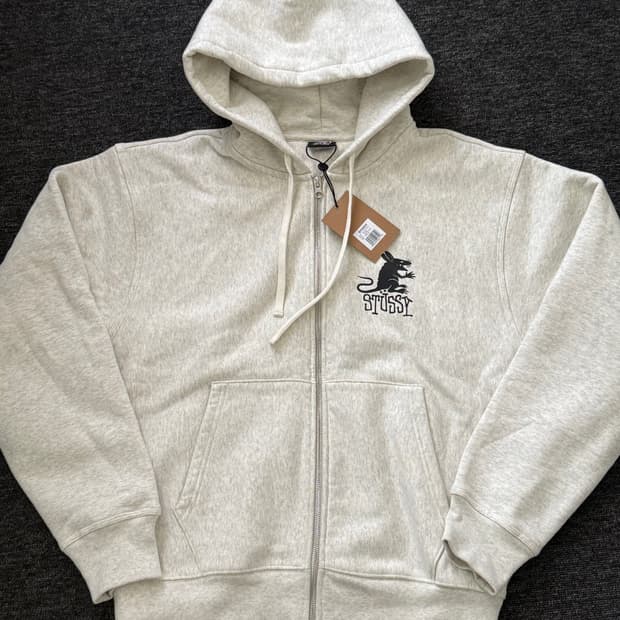 [M] 스투시 랫 후드 집업 애쉬 헤더