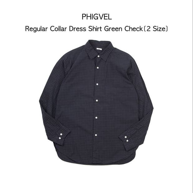 PHIGVEL 레귤러 칼라 드레스 셔츠 그린 체크