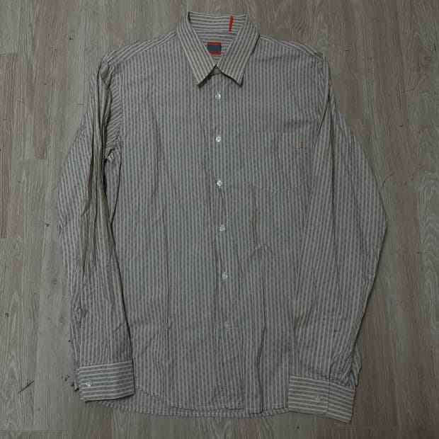 휴고 보스 오렌지 라벨 스트라이프 포켓 긴팔셔츠 [베이지] L/100