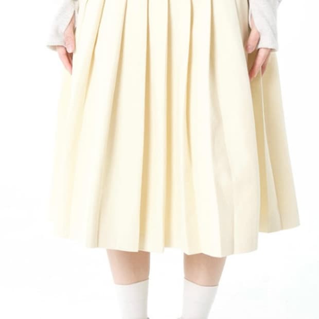 오스하이 oshigh 밴드 플리츠 스커트 베이비 옐로우