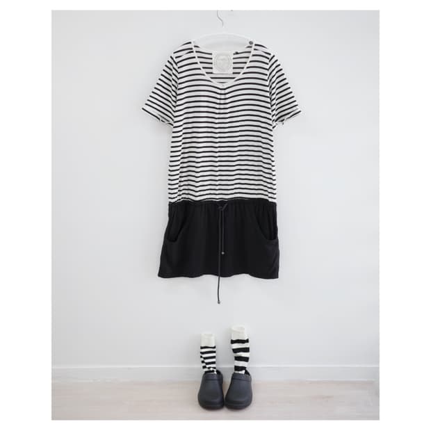 Stripe cargo layerd one-piece