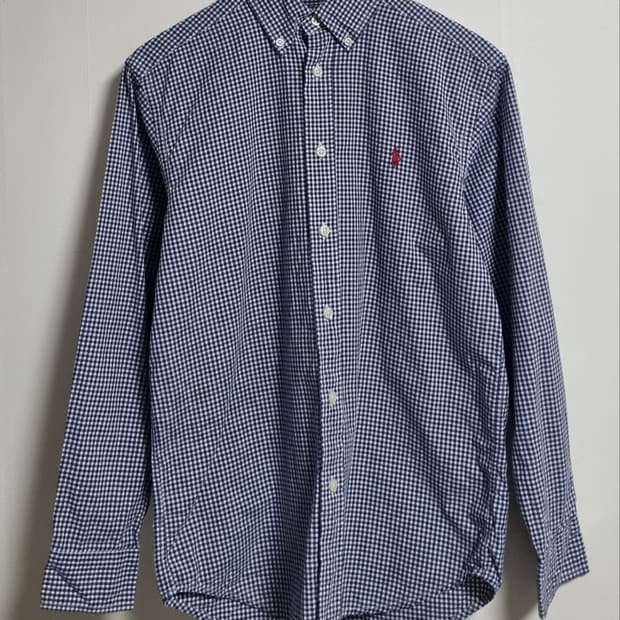 실측 XS (44) 폴로 블루 체크셔츠