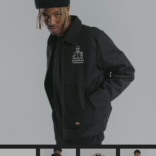 디키즈 AKOMPLICE 콜라보 누빔 블랙 성조기 자켓 M