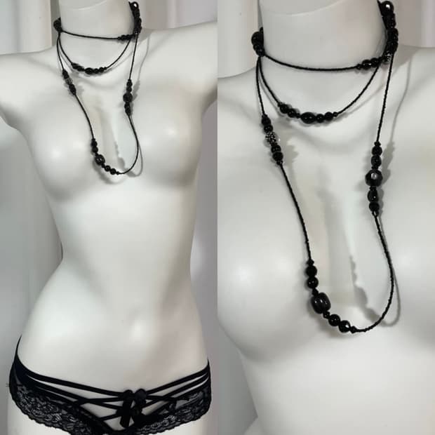 Black jewellery long necklace