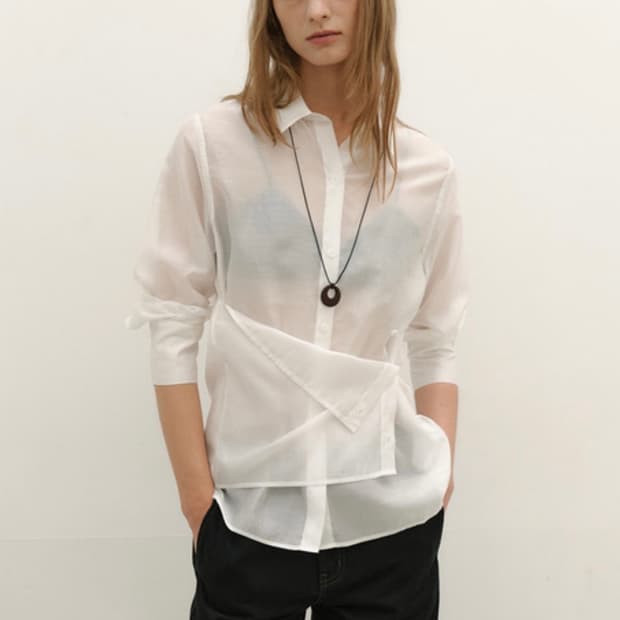 로우타이드 SILKY BUTTON WRAP SHIRT [WHITE]