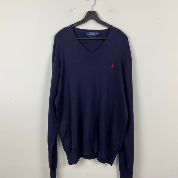 폴로 랄프로렌 피마코튼 네이비 브이넥 니트 XL