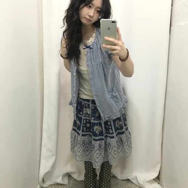 블루 깅엄 체크 모리 코디 세트 💙