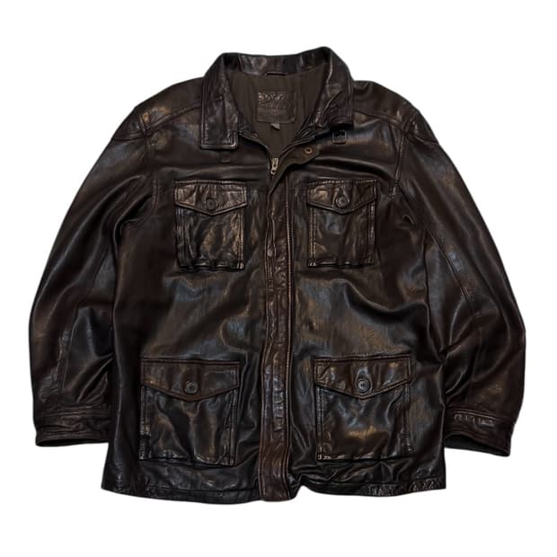 돌체앤가바나맛 빈티지 멀티포켓 램스킨 가죽자켓 브라운
