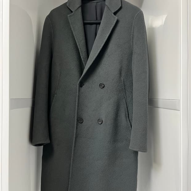 타임옴므 스모크그린 캐시미어 핸드메이드 더블 코트 95사이즈