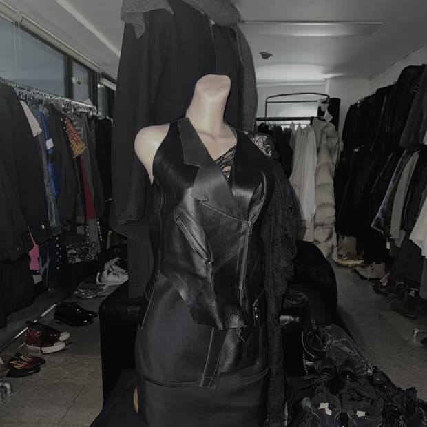 코스튬내셔널 13SS 오리가미 레더 레이어 베스트