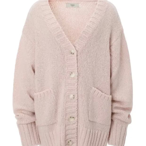 쓰리타임즈 루즈 피넛 가디건 핑크