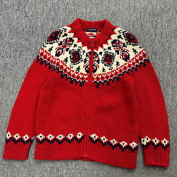 빈티지 니트 집업 