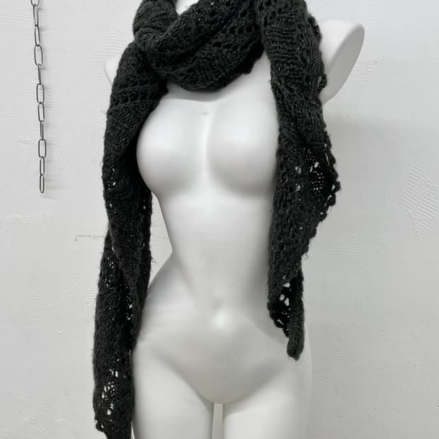 차콜 크로셰 짜임 머플러 