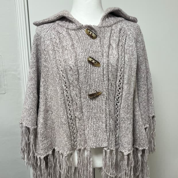 연보라색 빈티지 니트 케이프