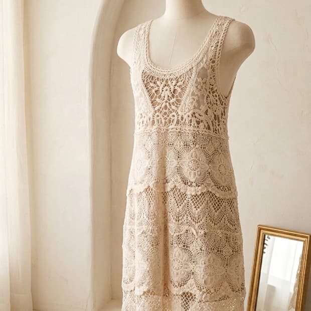 새상품 빈티지 무드 레이스 크로쉐 뷔스티에 원피스