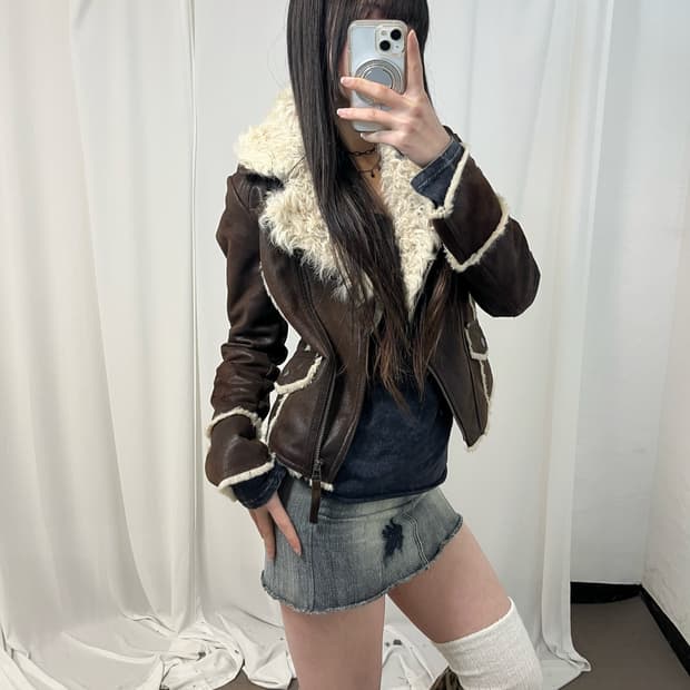 브라운 리얼 램퍼 무스탕