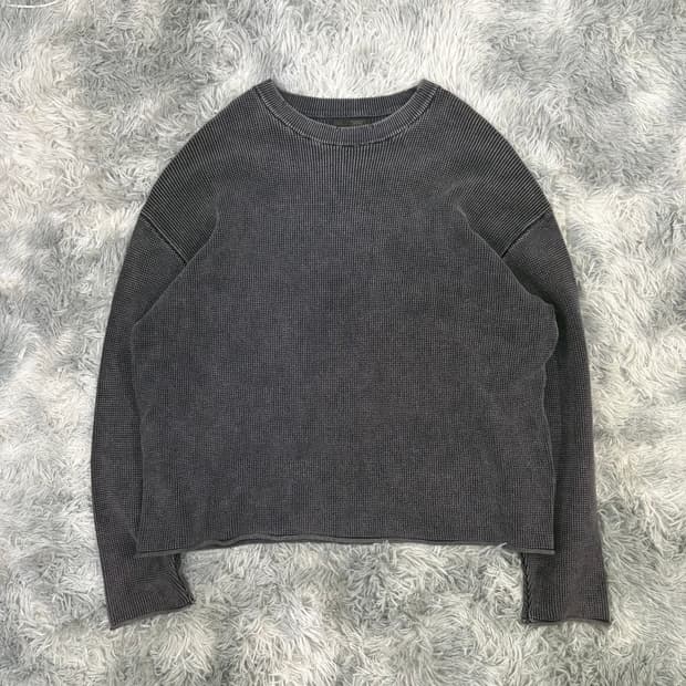 컷아웃 와플 써멀 크루넥 니트