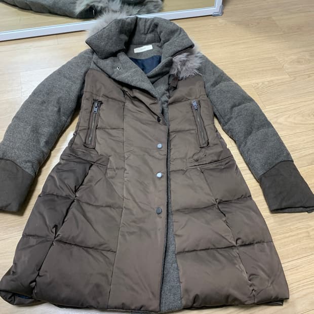 55)System 시스템 여우털 덕다운 패딩코트