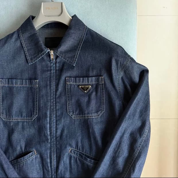 [XL] 프라다 삼각로고 포켓 데님 블루종 자켓