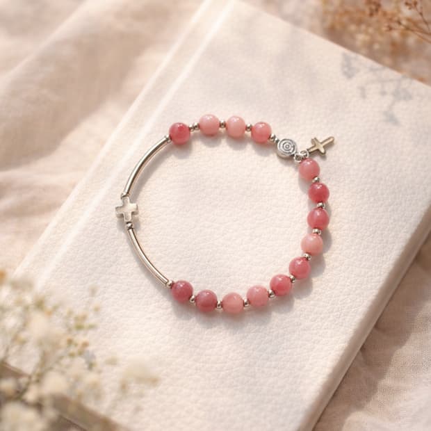 핑크썬스톤 묵주팔찌