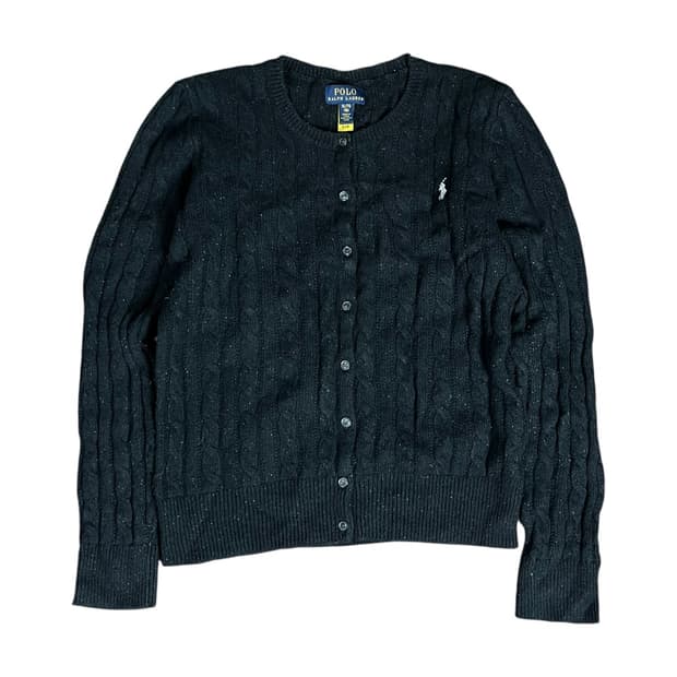 [POLO] 폴로랄프로렌 실버포니 글리터 꽈배기 가디건