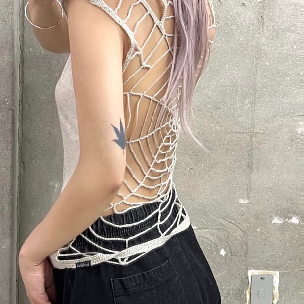 Hysteric Glamour 히스테릭글래머 크로쉐 니트 탑