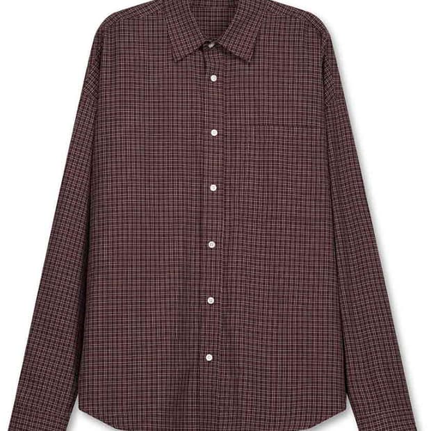 [L]  DNSR 오버사이즈 스몰 체크 셔츠 브라운