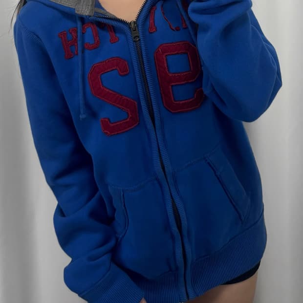 아베크롬비 로고 블루 후드집업