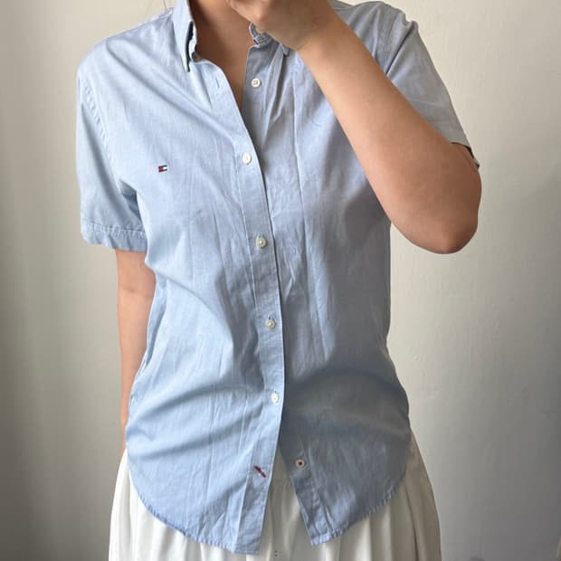 [M] 타미힐피거 블루 반팔셔츠