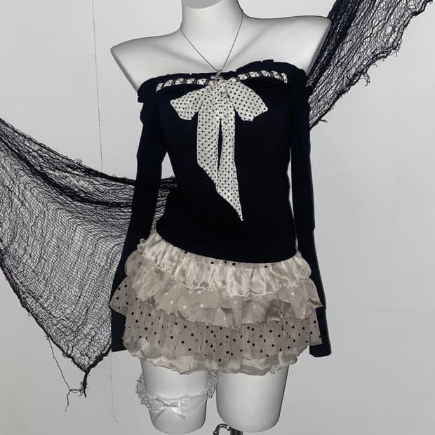 ꒰ঌ 공겜여주 로걀 도트 스커트 ໒꒱