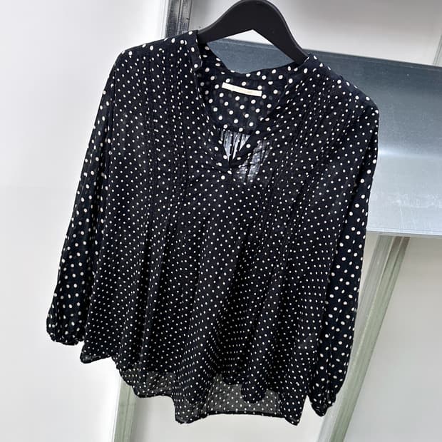black dot pleats blouse
