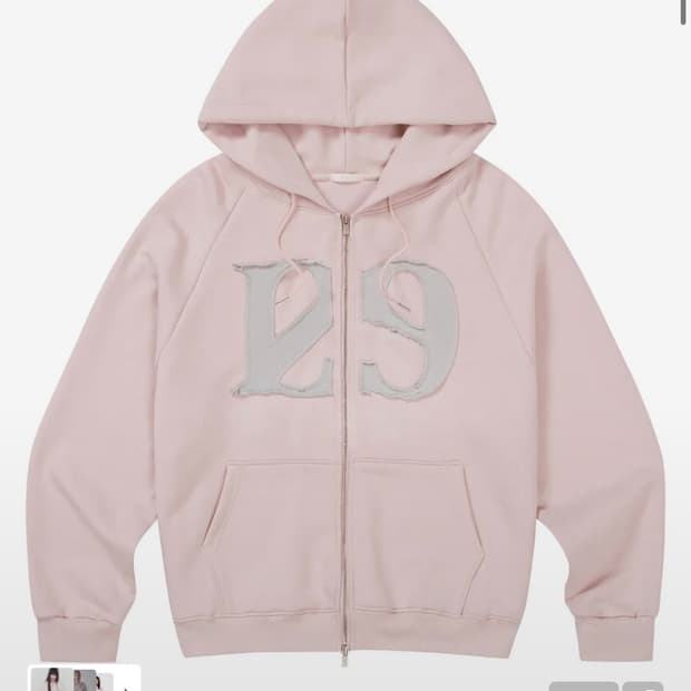 일리고 129로고 패치 후드집업 라이트핑크 