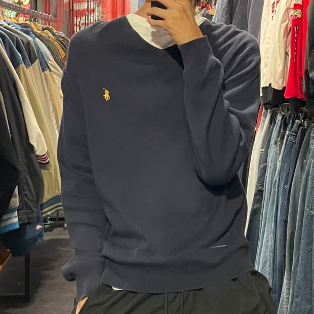 [IM] Polo 폴로 네이비 브이넥 긴팔니트
