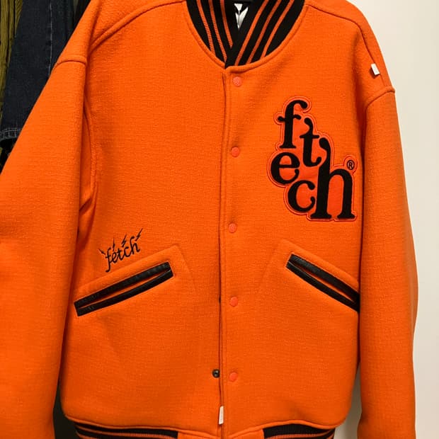 Fetch Wool varsity jacket ORANGE