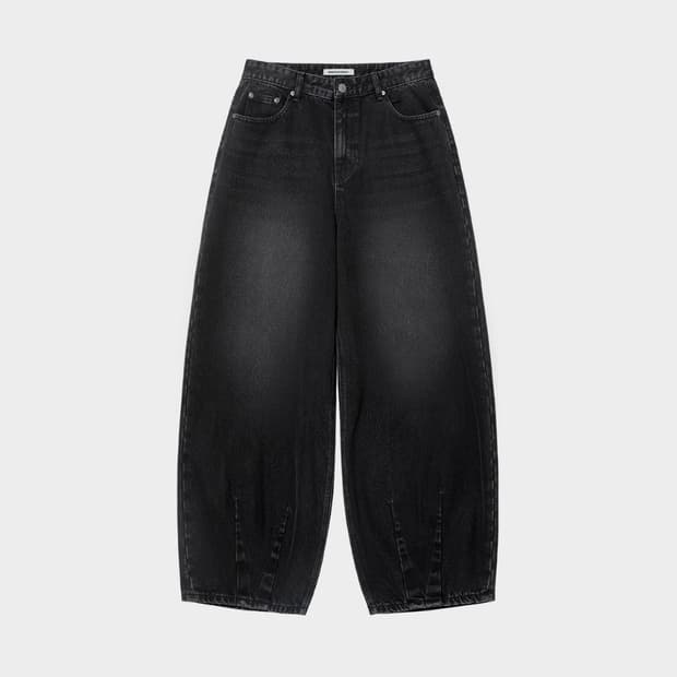브렌슨 로우 다트 벌룬 데님 팬츠 워시드 블랙 L [새상품]