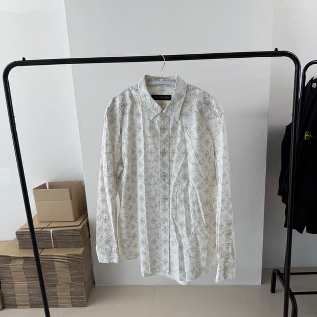 (2XL) 루이비통 샌드 모노그램 셔츠 화이트