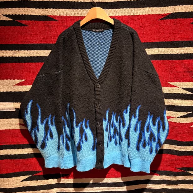 Big size flame gardigan / 바이커 플레임 가디건