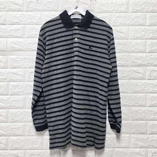 버버리 스트라이프 롱슬리브 폴로티 L