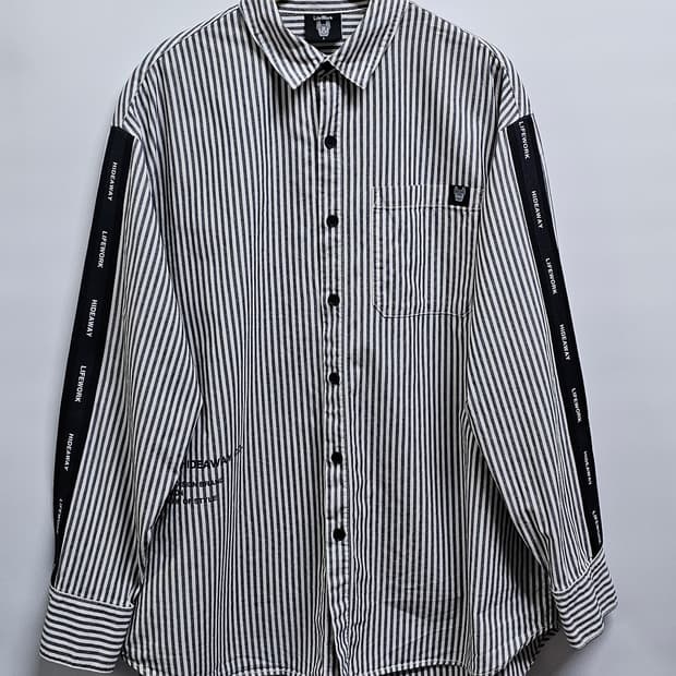 라이프워크 레터링 스트라이프 셔츠 L (105가능)
