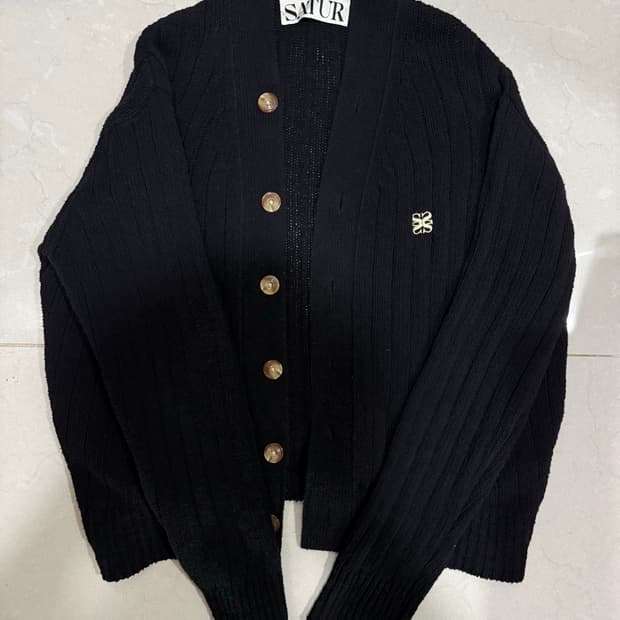 세터 블랙 부클 가디건 XL