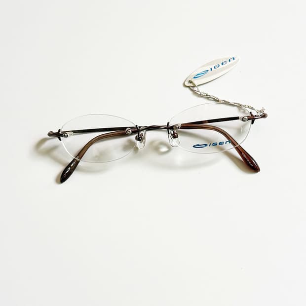 IGEN 무테 오벌 다크브라운 메탈 프레임 빈티지 안경