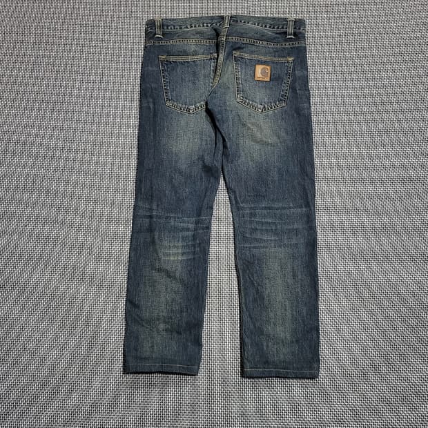 칼하트 빈티지 레더 패치  워크 워싱 데님 팬츠 (32)