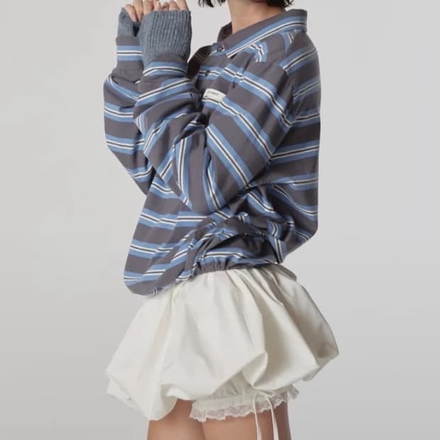 글로니 테리 피케 롱슬리브 차콜s