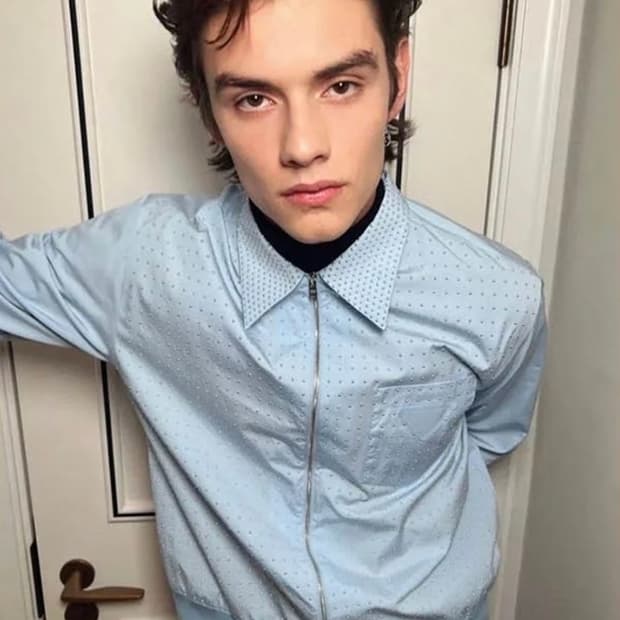 프라다 25FW 아플리케 코튼 셔츠 L