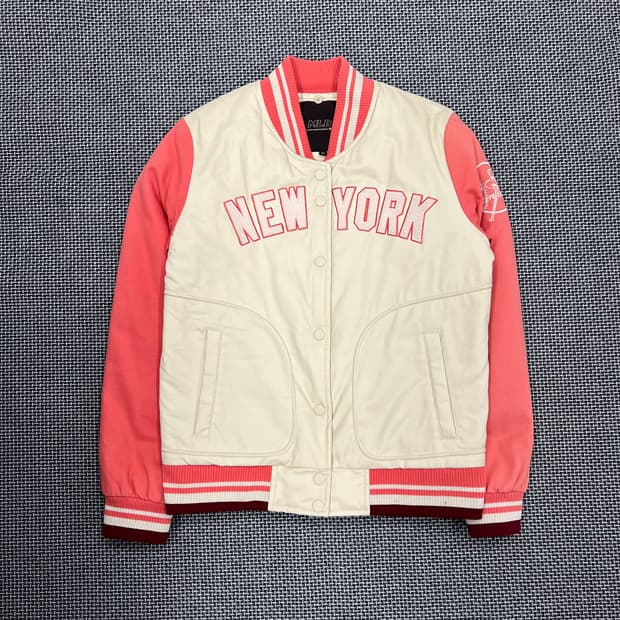 엠엘비 아이보리핑크 바시티 자켓