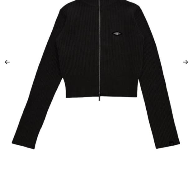 보헤미안서울 하이넥 다이아 로고 니트 집업 블랙