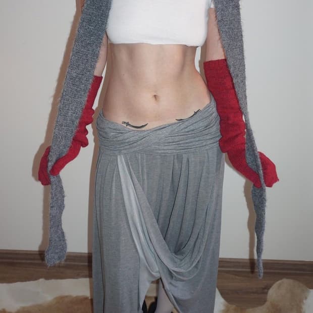 Draping Unbalance Skirt grey