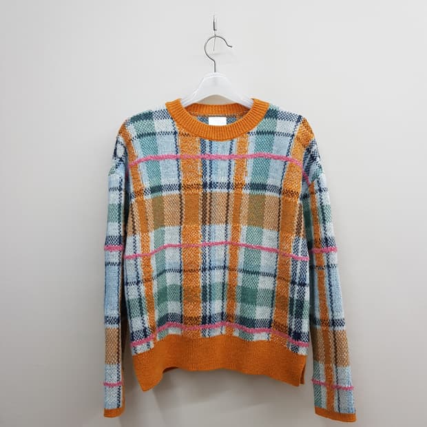 구호 KUHO 멀티 체크 울 블렌드 니트 S사이즈