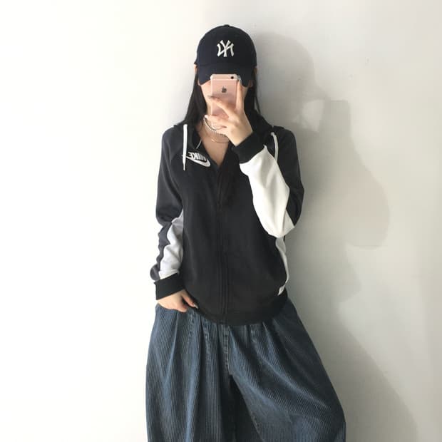 나이키 배색 후드집업